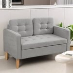 OKWISH Sofa 2‑Sitzer Stoffsofa mit abnehmbaren Kissen, 117x62x78 cm, aus Gummiholz