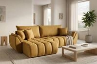 WFL GROUP Ecksofa Iris mit Schlaffunktion & Bettkasten - Universell Montierbar,