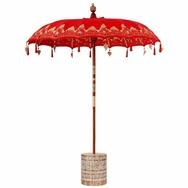vidaXL Bodenmatte Balinesischer Sonnenschirm mit Sockel Rot 185 x 185 x 260 cm...