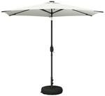 vidaXL Sonnenschirm Gartenparasol mit LED-Lichtern und Sockel 270 x 270 cm