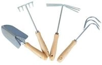 BURI Gartenrechen Gartenger&auml;te-Set 4tlg. Blumenkelle Grubber Rechen Doppelhacke