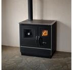 Haas + Sohn Festbrennstoffherd HERD HSH 81 schwarz links, Stahlkochplatte