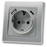 ChiliTec Unterputz-Steckdose DELPHI Schutzk-Steckdose 250V~/ 16A & USB-C silber
