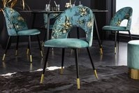 riess-ambiente Esszimmerstuhl PR&Ecirc;T-&Agrave;-PORTER t&uuml;rkis &ndash; Samt, florales Muster,