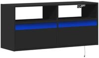vidaXL TV-Wand TV-Wandschrank mit LED-Beleuchtung Schwarz 100x31x45 cm, (1-St)