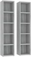 vidaXL B&uuml;cherregal NA B&uuml;cherregal 2 Stk Grau Sonoma 21x16x93,5 cm Spanplatte