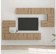 vidaXL TV-Schrank TV-Schrankset Wandmontiert 10 pcs Artisan-Eiche Holzwerkstoff