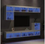 vidaXL TV-Board vidaXL 8-tlg. Wohnwand mit LED-Beleuchtung Wei&szlig; Holzwerkstoff