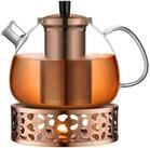 LuxusKollektion Teekanne Teekanne Glas Teesieb 1500ml Teew&auml;rmer Edelstahl