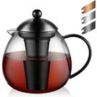 LuxusKollektion Teekanne Teekanne Glas Schwarz 1500ml Edelstahl Teesieb Typ7...