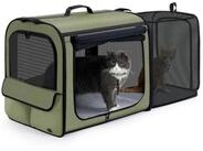 LuxusKollektion Tiertransportbox Katzentasche Transportbox Dunkelgr&uuml;n...