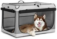 LuxusKollektion Hunde-Transportbox Hundebox faltbar Auto Rei&szlig;fenster Hellgrau...