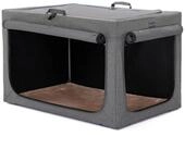 LuxusKollektion Hunde-Transportbox Hundebox faltbar Auto verstellbar Grau L 76...