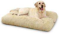 LuxusKollektion Hundebett Hundebett Pl&uuml;sch waschbar 90x60cm Beige L 90 x B 60...