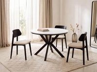 WFL GROUP Esstisch Valio runder Ausziehtisch f&uuml;r Esszimmer mit schwarzen