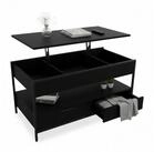 relaxdays Couchtisch mit Stauraum, schwarz