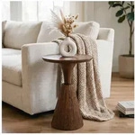 IDIMEX Beistelltisch BHIMA, Couchtisch rund 40 cm aus Mangoholz, skulpturales...