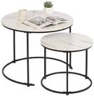 relaxdays Satztisch 2er Set Marmoroptik & Metall (2-St), Wei&szlig;-Schwarz