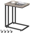 VASAGLE Beistelltisch Sofatisch mit Rollen, C-Form, f&uuml;r Kaffee und Laptop...