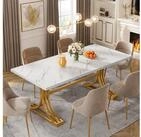 LuxusKollektion Esstisch Esstisch 160 cm Kunstmarmor 4 bis 6 Personen goldene...