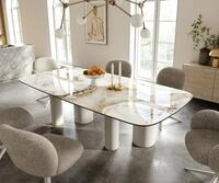 DELIFE Esstisch Edge, Boot 240x120 cm Keramik Minas Melange Wei&szlig;-Beige Pilier...