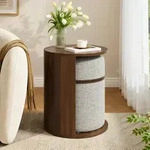 OKWISH Beistelltisch Tisch-Set mit integriertem Hocker & Stauraum (Packung,...