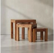 KADIMA DESIGN Satztisch Holz Tischset Set "NAKO" - Landhaus-Stil, handgefertigt