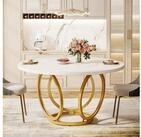 LuxusKollektion Esstisch Runder Esstisch 120 cm Wei&szlig; Gold Metallfu&szlig; MDF f&uuml;r...