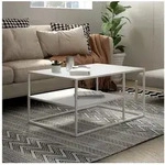en.casa Couchtisch, &raquo;Solund&laquo; Beistelltisch Stahl 45x90x60 cm Wei&szlig; wei&szlig;...