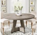 LuxusKollektion Esstisch Esstisch rund Holz 1194mm Bauernhaus Kreuzsockel Grau...