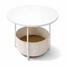 relaxdays Beistelltisch Runder Beistelltisch mit Korb, Naturbeige-Cremewei&szlig;