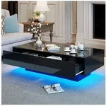 OKWISH Couchtisch Eleganter Couchtisch in Hochglanz mit LED-Beleuchtung