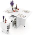 LuxusKollektion Klapptisch Klapptisch K&uuml;chentisch Rollen Schublade Ablagen