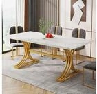 LuxusKollektion Esstisch Esstisch 160x80 cm Kunstmarmor Tischplatte Wei&szlig;...