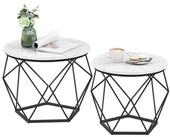 relaxdays Couchtisch 2er Set (2-St., 2-teiliges Set), Wei&szlig;-Schwarz