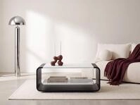 WFL GROUP Couchtisch mit schwebender Ablage und abgerundetem Metallgestell in...