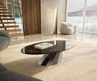 DELIFE Couchtisch Edge, Oval 140x80 cm Keramik Emperador Extra Lucidato...
