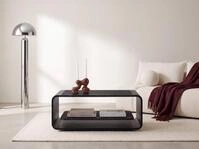 WFL GROUP Couchtisch mit schwebender Ablage und abgerundetem Metallgestell in...