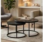 IDIMEX Couchtisch TOURS, Couchtischset 2er Set rund 80/60 cm mit Holz-Dekor...