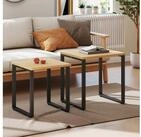 HOMCOM Couchtisch Wohnzimmertisch mit Metallrahmen, Beistelltisch Natur...