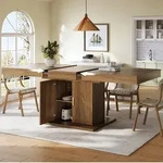 MODFU Esstisch Moderner Ausziehtisch mit Riffeldesign 140&ndash;180 cm in Nussbaum