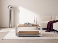 WFL GROUP Couchtisch mit schwebender Ablage und abgerundetem Metallgestell in...