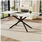 LuxusKollektion Esstisch Esstisch Ausziehbar Schwarz Eisenbeine 120-160cm Wei&szlig;