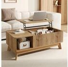 OKWISH Couchtisch 95x50x48cm mit Hubfunktion in Wellenoptik (Packung, 1-St.,...
