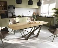 DELIFE Esstisch Edge, Boot 180-220x100 cm Keramik Laminam&reg; Sabbia Eichefarbig...