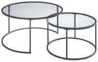 en.casa Couchtisch (Set, 2-St), &raquo;Kokkola&laquo; Satztisch rund Metall Rauchglas