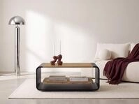 WFL GROUP Couchtisch mit schwebender Ablage und abgerundetem Metallgestell in...