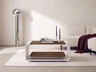 WFL GROUP Couchtisch mit schwebender Ablage und abgerundetem Metallgestell in...