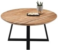 Furnhaus Couchtisch Couchtisch Safaga, rund, Akazie massiv, schwarz (no-Set),