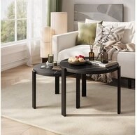 Vicco Couchtisch Norin, Schwarzer Marmor/Schwarz, 60 x 60 cm (2-St)